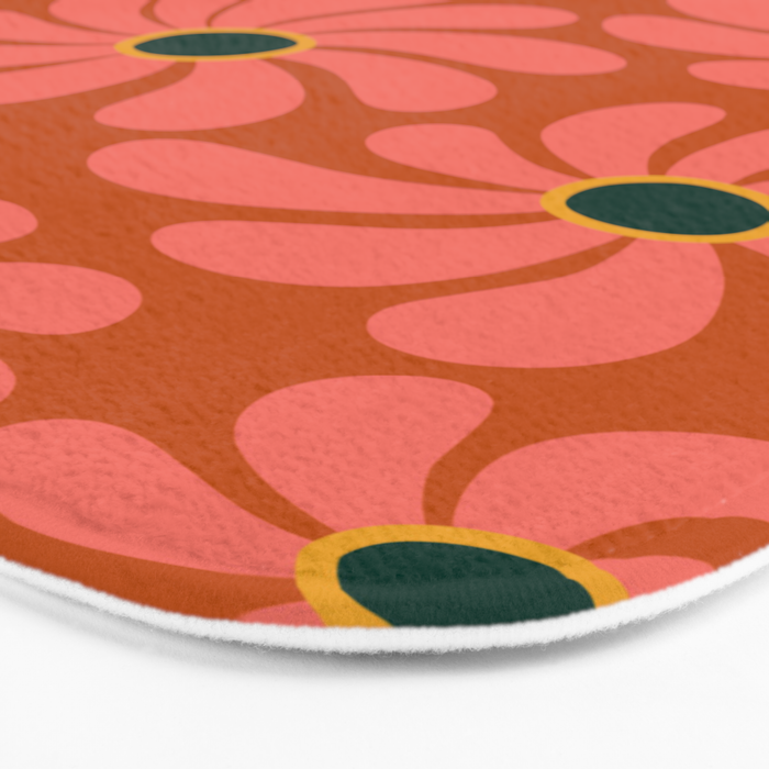 Retro Super Bloom - 70's Vibe Boho Colors Bath Mat Gallery Image 3