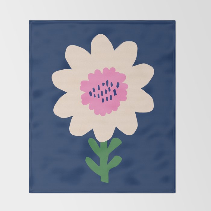 Sunflower - navy & pink Throw Blanket Gallery Image 2