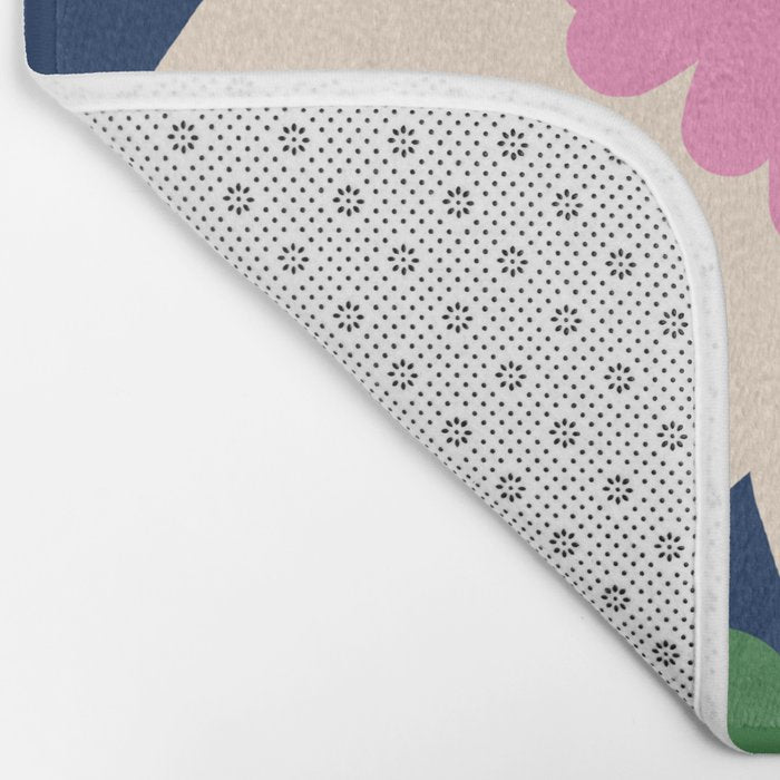 Sunflower - navy & pink Bath Mat Gallery Image 2