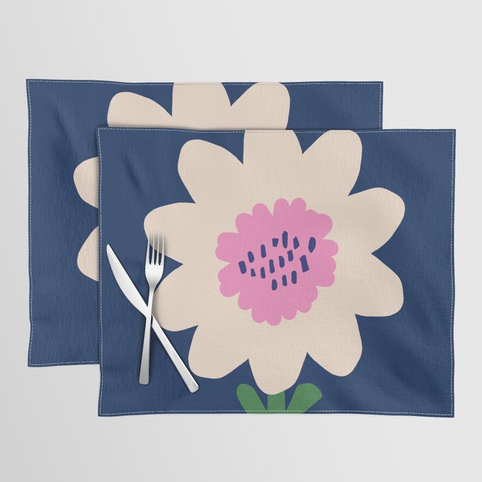 Sunflower - navy & pink Placemat Gallery Image 1