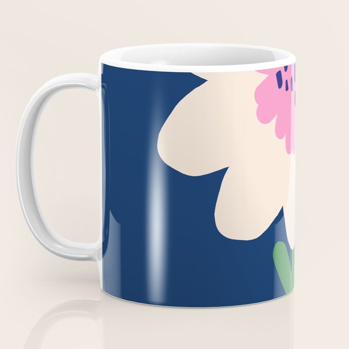 Sunflower - navy & pink Coffee Mug Gallery Image 3