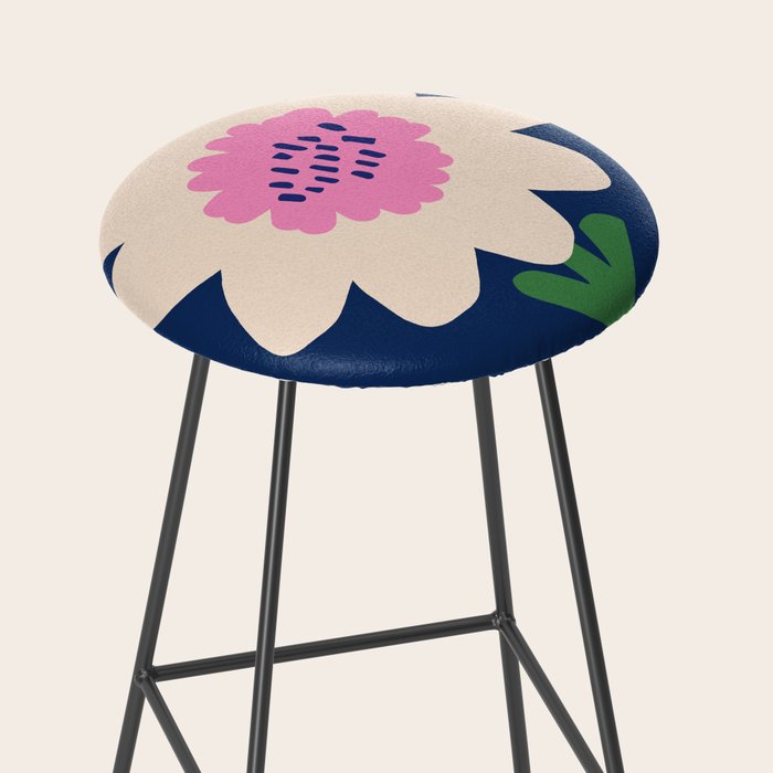 Sunflower - navy & pink Stool Gallery Image 2