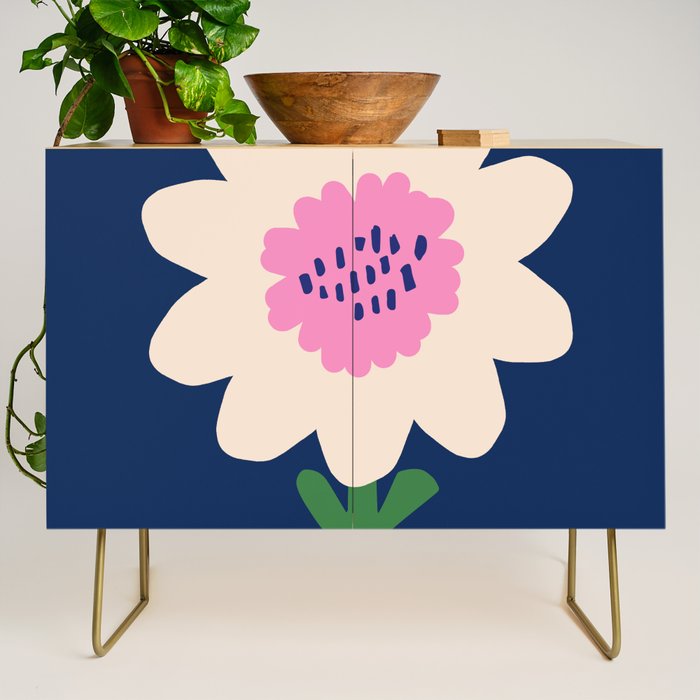 Sunflower - navy & pink Credenza Gallery Image 1