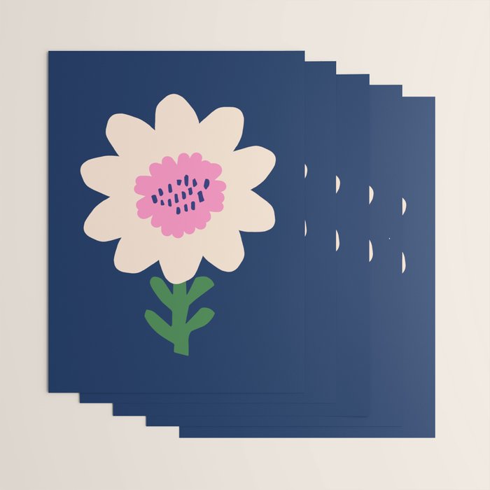 Sunflower - navy & pink Wrapping Paper Gallery Image 3