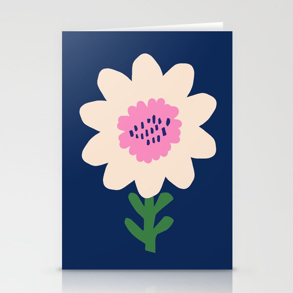 Sunflower - navy & pink Stationery Card Gallery Image 2