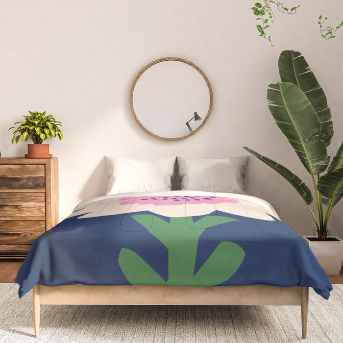 Sunflower - navy & pink Comforter Gallery Image 3