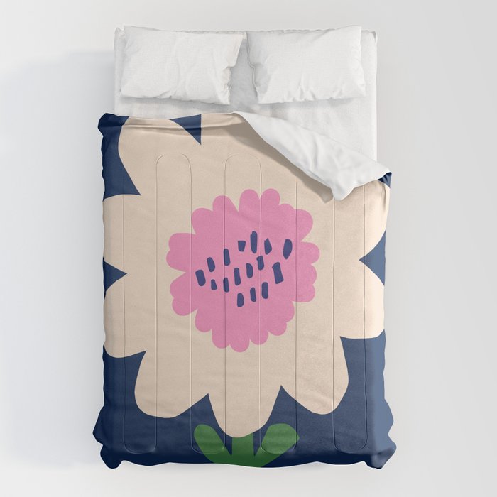Sunflower - navy & pink Comforter Gallery Image 1