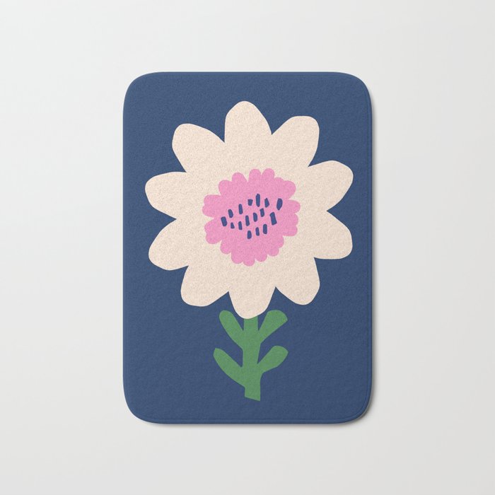 Sunflower - navy & pink Bath Mat Gallery Image 1