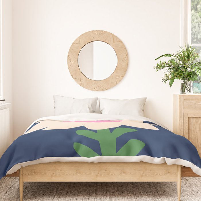 Sunflower - navy & pink Duvet Cover Gallery Image 3