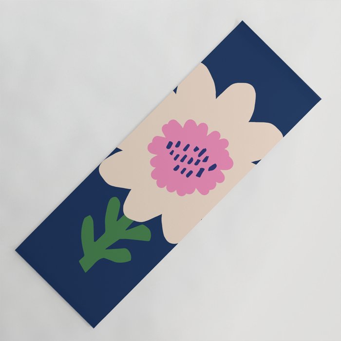 Sunflower - navy & pink Yoga Mat Gallery Image 1
