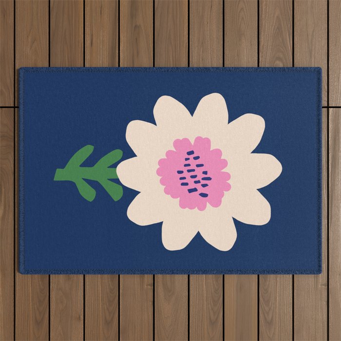 Sunflower - navy & pink Outdoor Rug Gallery Image 1