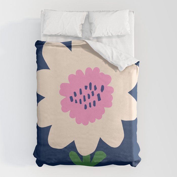 Sunflower - navy & pink Duvet Cover Gallery Image 6