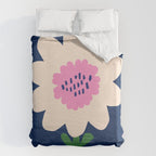 Sunflower - navy & pink Duvet Cover Gallery Image 6