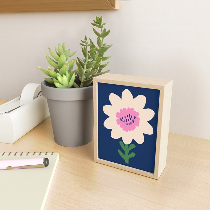 Sunflower - navy & pink Mini Art Print Gallery Image 2