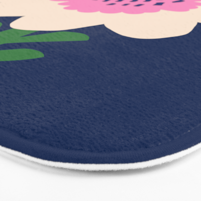 Sunflower - navy & pink Bath Mat Gallery Image 3