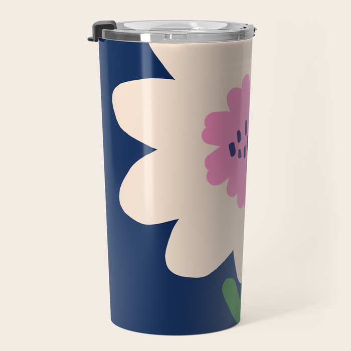 Sunflower - navy & pink Travel Mug Gallery Image 3