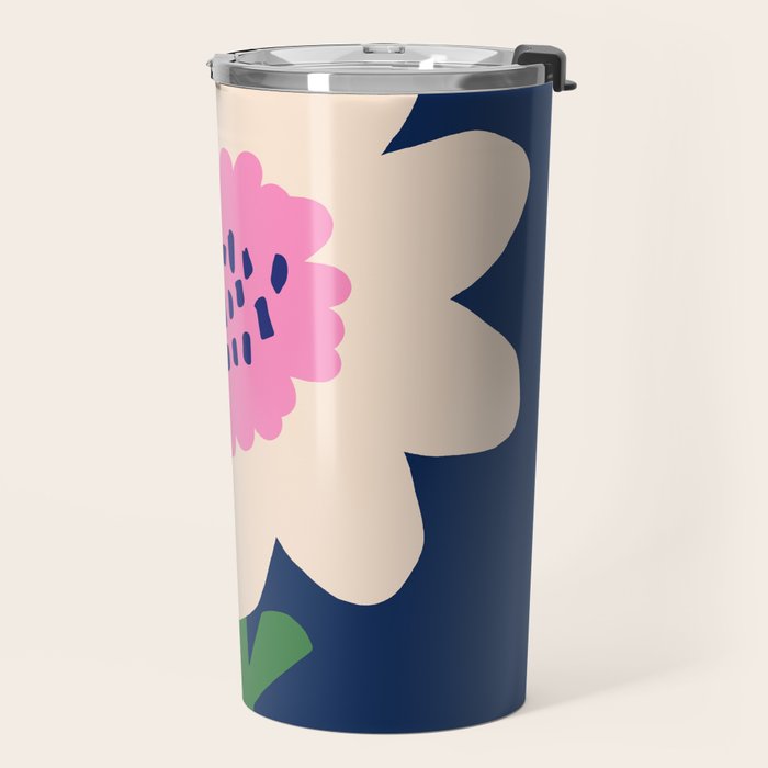Sunflower - navy & pink Travel Mug Gallery Image 2