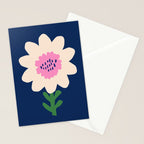 Sunflower - navy & pink Stationery Card Gallery Image 2