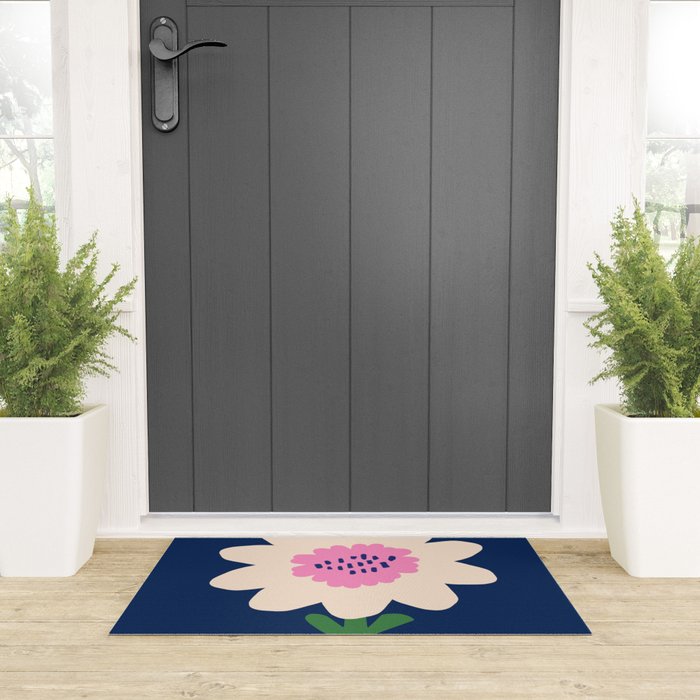 Sunflower - navy & pink Welcome Mat Gallery Image 3