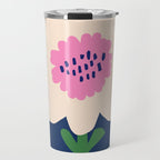 Sunflower - navy & pink Travel Mug Gallery Image 1