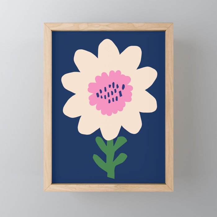 Sunflower - navy & pink Mini Art Print Gallery Image 1