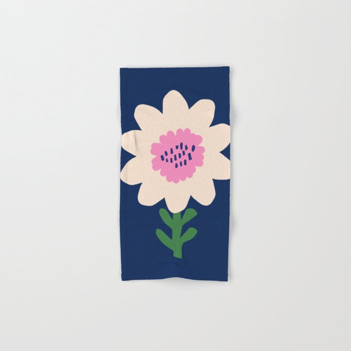 Sunflower - navy & pink Bath Towel Gallery Image 1