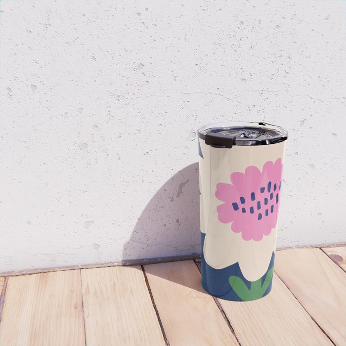 Sunflower - navy & pink Travel Mug Gallery Image 4