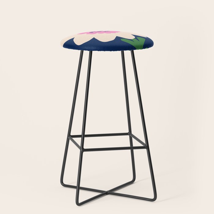 Sunflower - navy & pink Stool Gallery Image 1