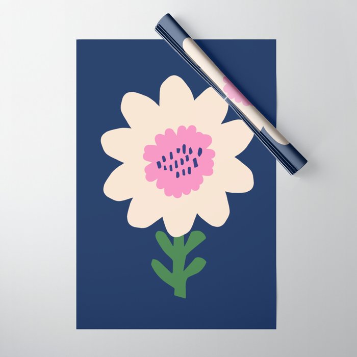 Sunflower - navy & pink Wrapping Paper Gallery Image 1