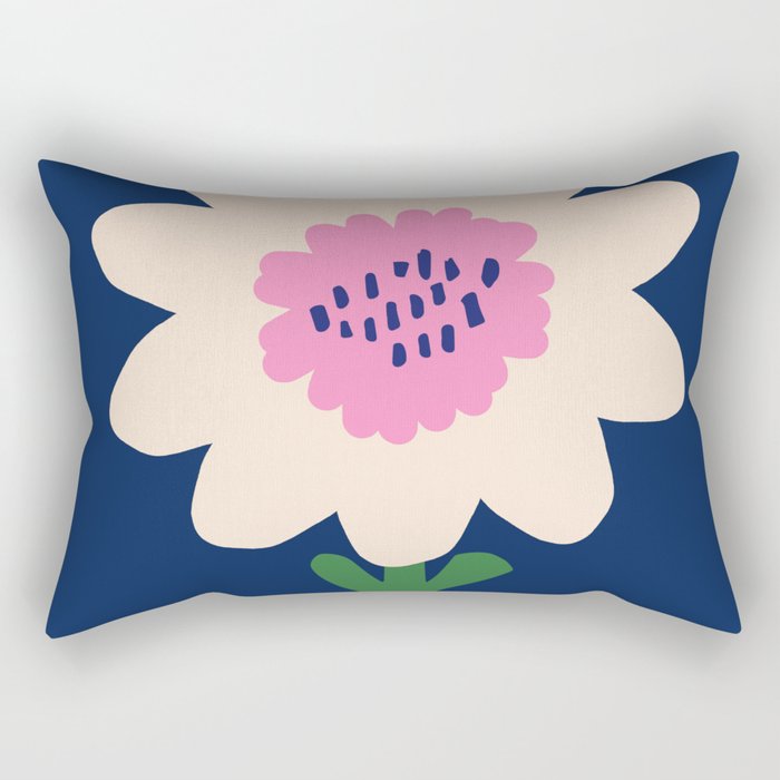 Sunflower - navy & pink Rectangular Pillow Gallery Image 2