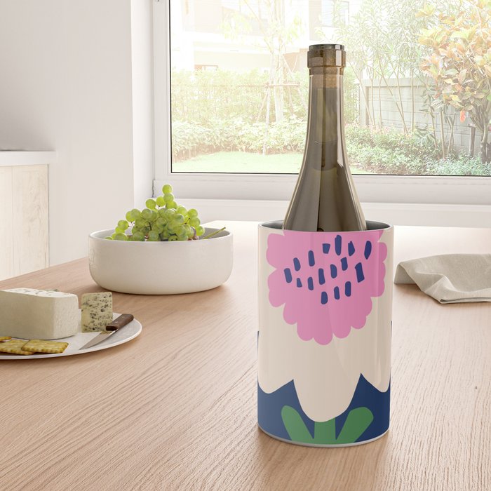 Sunflower - navy & pink Wine Chiller Gallery Image 4