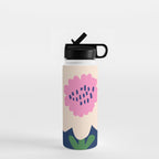 Sunflower - navy & pink Water Bottle Gallery Image 1