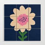 Sunflower - navy & pink Wood Wall Art Gallery Image 1