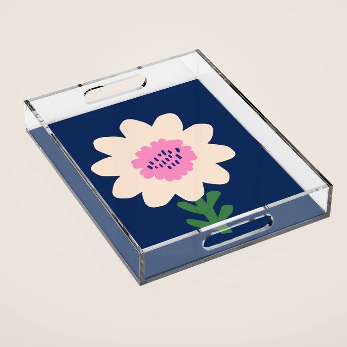 Sunflower - navy & pink Acrylic Tray Gallery Image 1