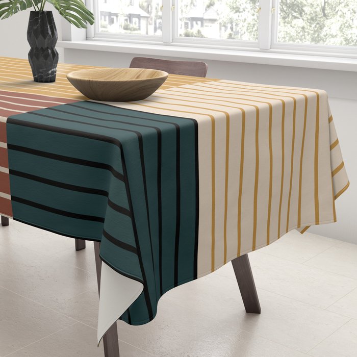 Color Block Line Abstract XV Tablecloth Gallery Image 3