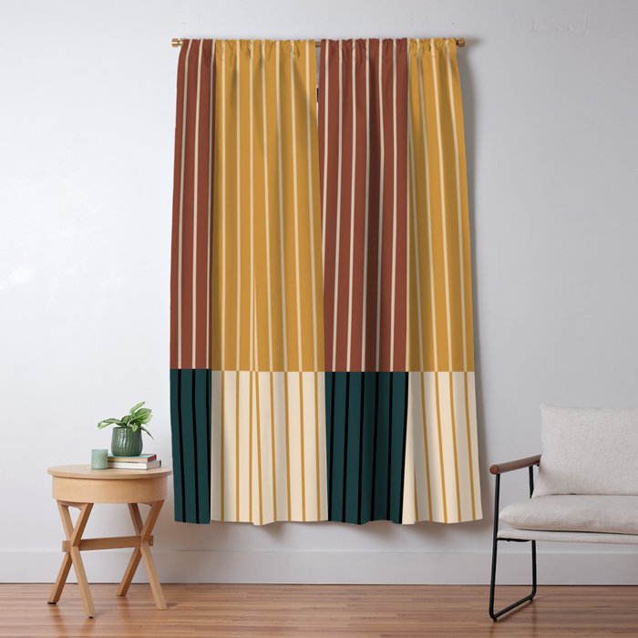 Color Block Line Abstract XV Window Curtain Gallery Image 1