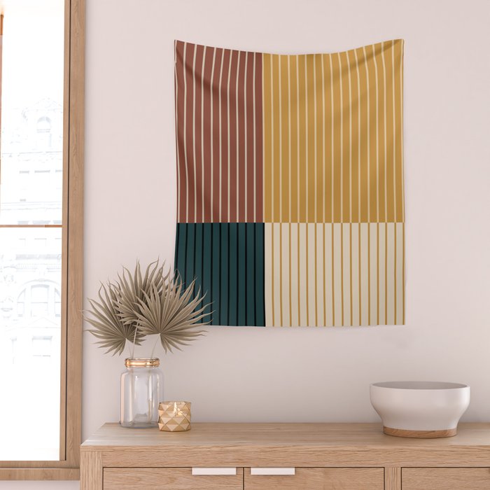 Color Block Line Abstract XV Wall Tapestry Gallery Image 2