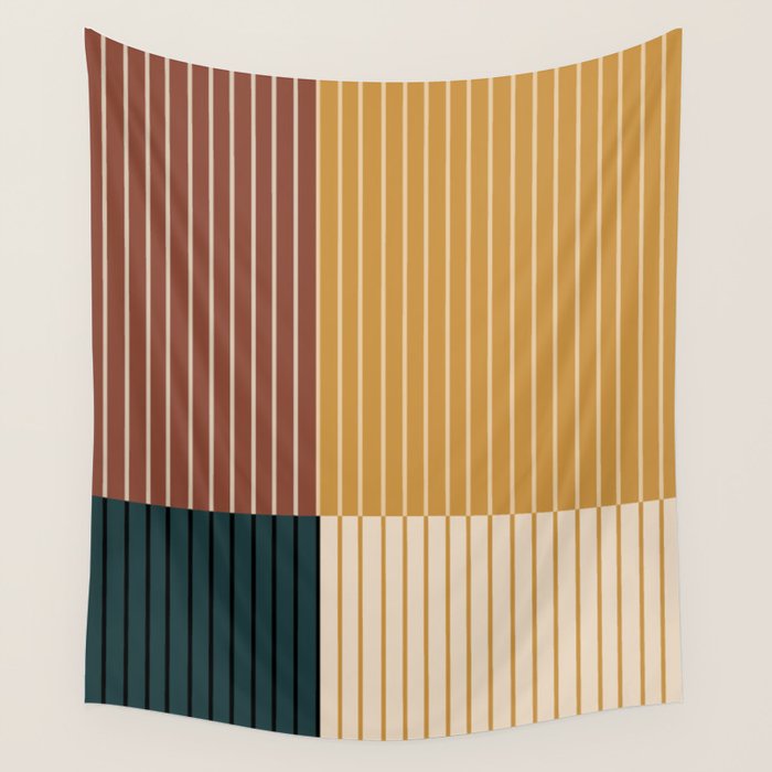 Color Block Line Abstract XV Wall Tapestry Gallery Image 1