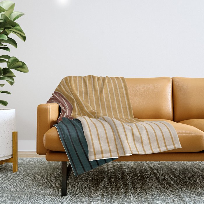 Color Block Line Abstract XV Throw Blanket Gallery Image 1