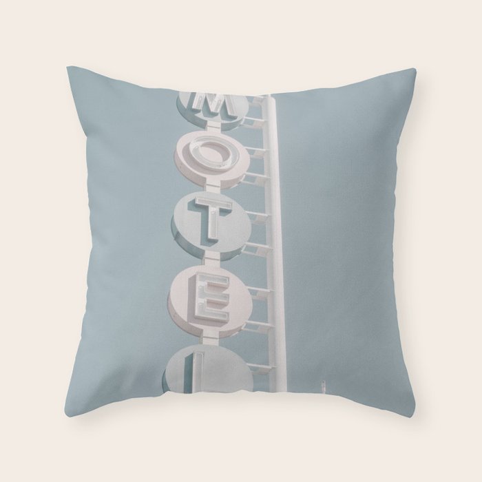 Motel Sign Photo Art Print | Light Blue Pastel Sky Summer Photograph Throw Pillow Gallery Image 6