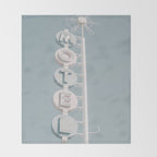 Motel Sign Photo Art Print | Light Blue Pastel Sky Summer Photograph Throw Blanket Gallery Image 2