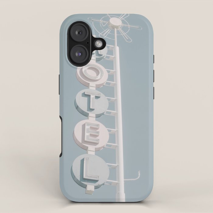 Motel Sign Photo Art Print | Light Blue Pastel Sky Summer Photograph iPhone Case Gallery Image 1