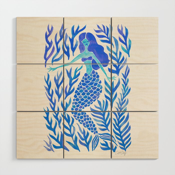 Kelp Forest Mermaid - Blue Palette Wood Wall Art Gallery Image 1