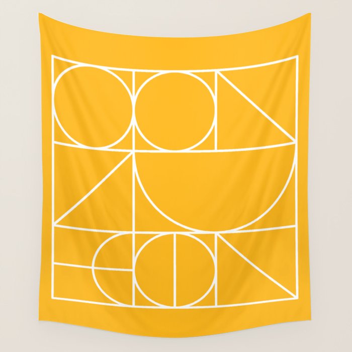 Modern Geometric 77 Yellow Wall Tapestry Gallery Image 1