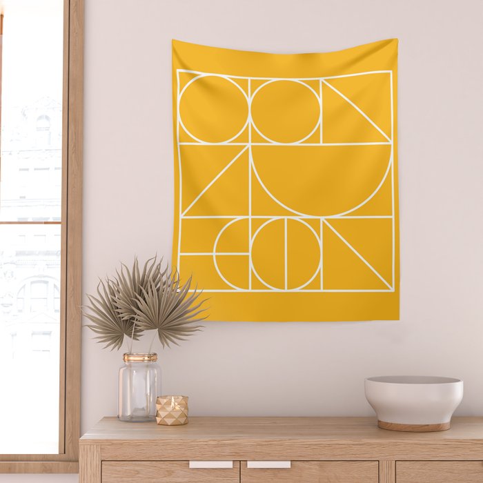 Modern Geometric 77 Yellow Wall Tapestry Gallery Image 2