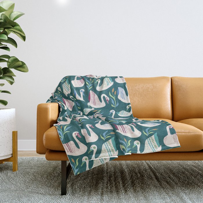Swans Pond Throw Blanket Gallery Image 1
