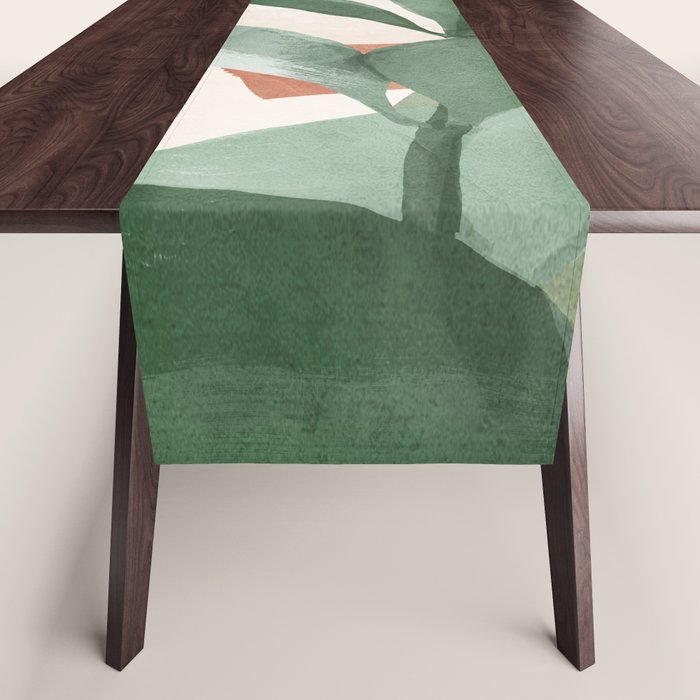 Modern Abstract Art Plant 3 Table Runner Gallery Image 1