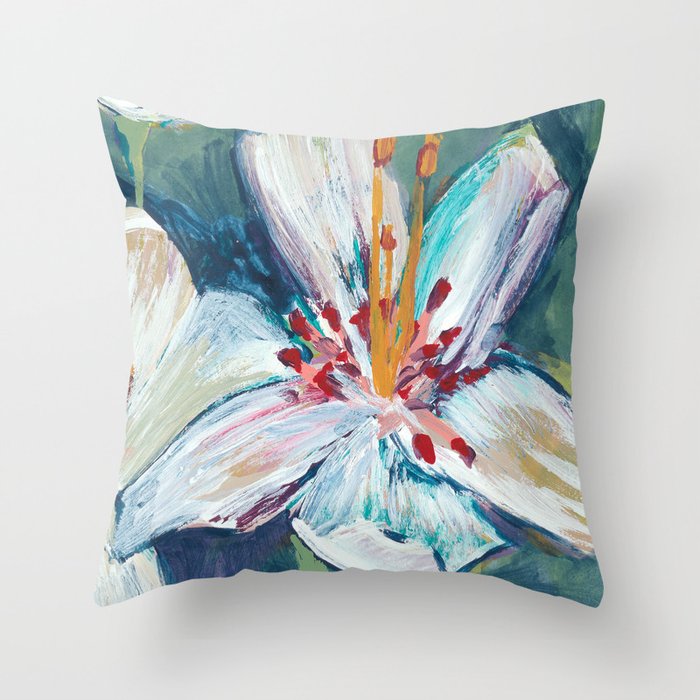 Painted Lily: an abstract floral design by Alyssa Hamilton Art Throw Pillow Gallery Image 1