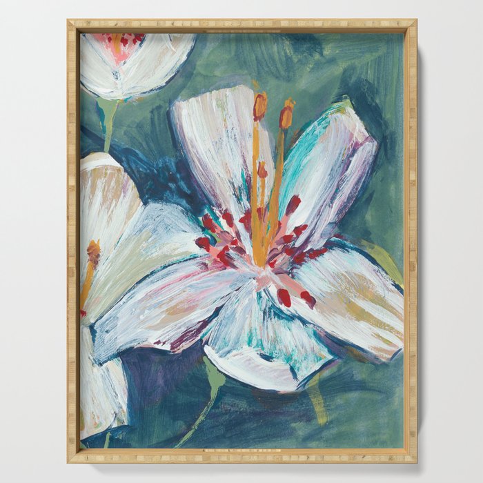 Painted Lily: an abstract floral design by Alyssa Hamilton Art Serving Tray Gallery Image 1