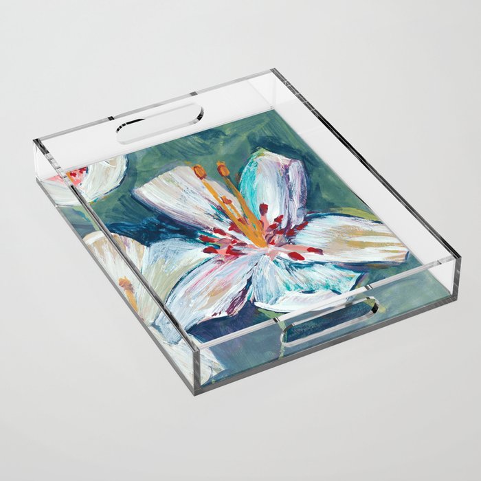 Painted Lily: an abstract floral design by Alyssa Hamilton Art Acrylic Tray Gallery Image 1